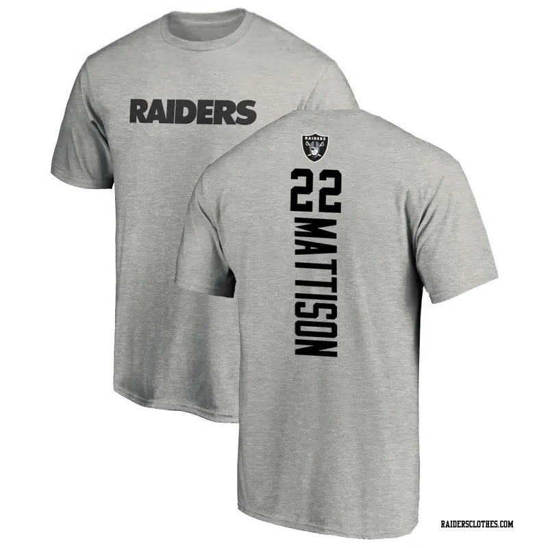 Men's Las Vegas Raiders ＃22 Alexander Mattison Ash Backer T-Shirt