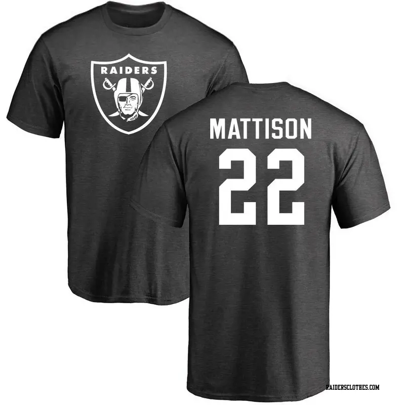 Men's Las Vegas Raiders ＃22 Alexander Mattison Ash One Color T-Shirt