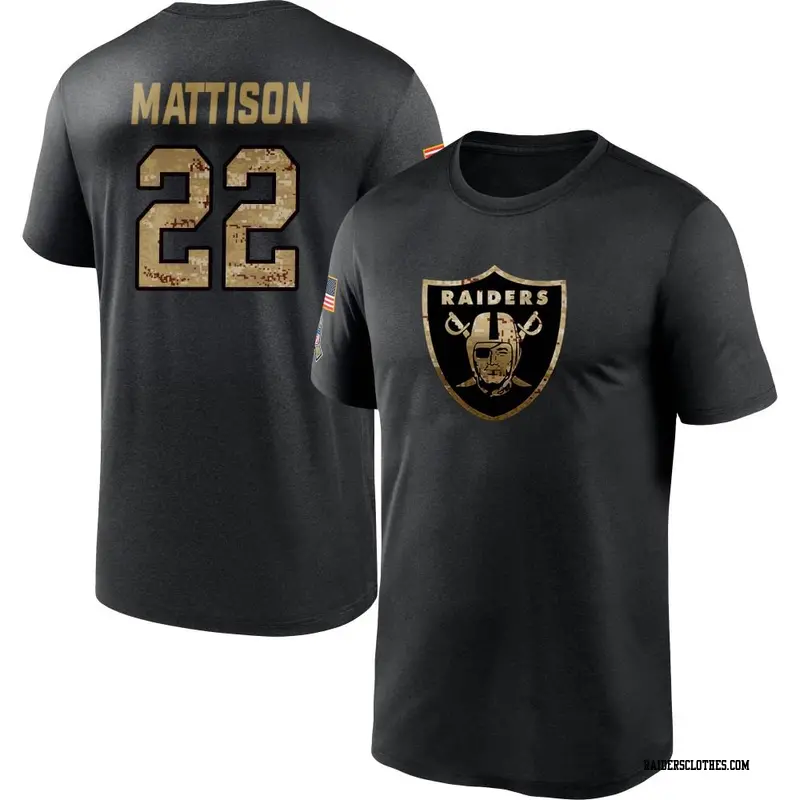 Men's Las Vegas Raiders ＃22 Alexander Mattison Black 2020 Salute To Service Performance T-Shirt