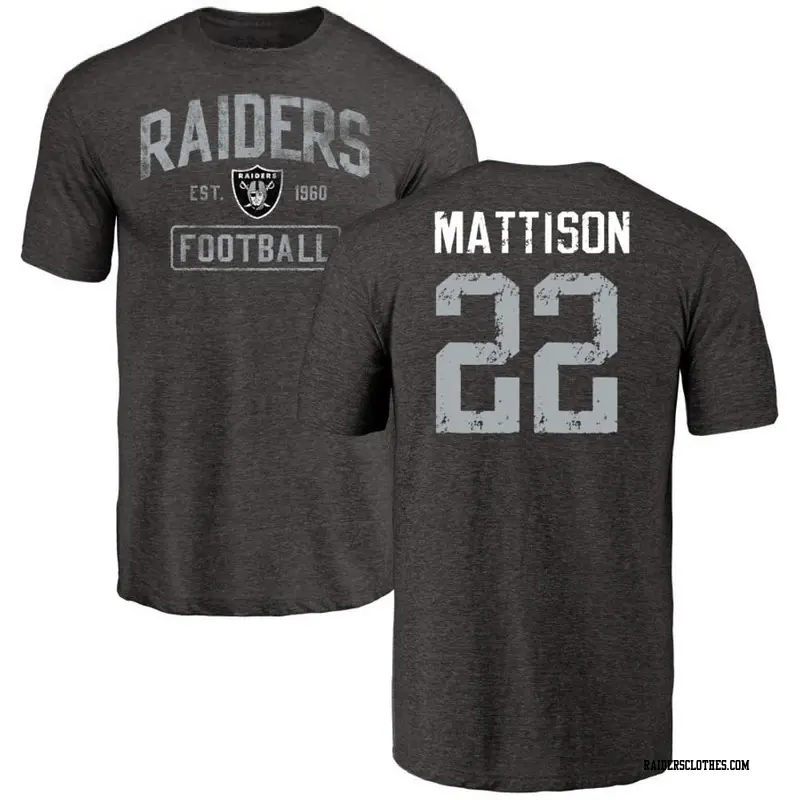 Men's Las Vegas Raiders ＃22 Alexander Mattison Black Distressed Name & Number T-Shirt