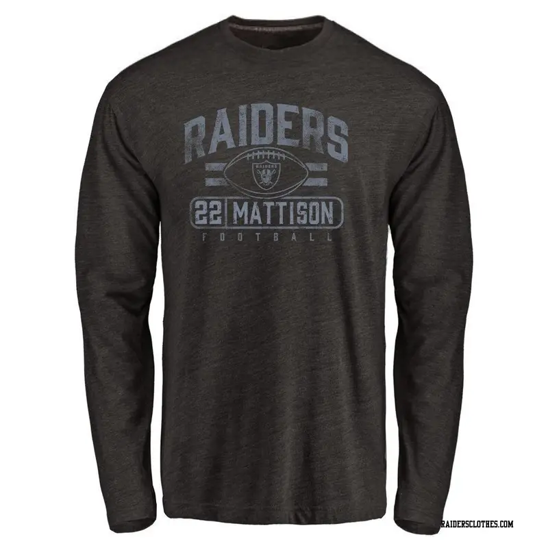 Men's Las Vegas Raiders ＃22 Alexander Mattison Black Flanker Long Sleeve T-Shirt