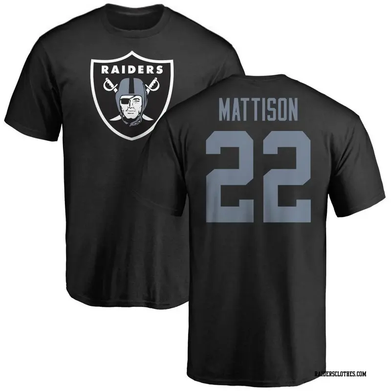 Men's Las Vegas Raiders ＃22 Alexander Mattison Black Name & Number Logo T-Shirt