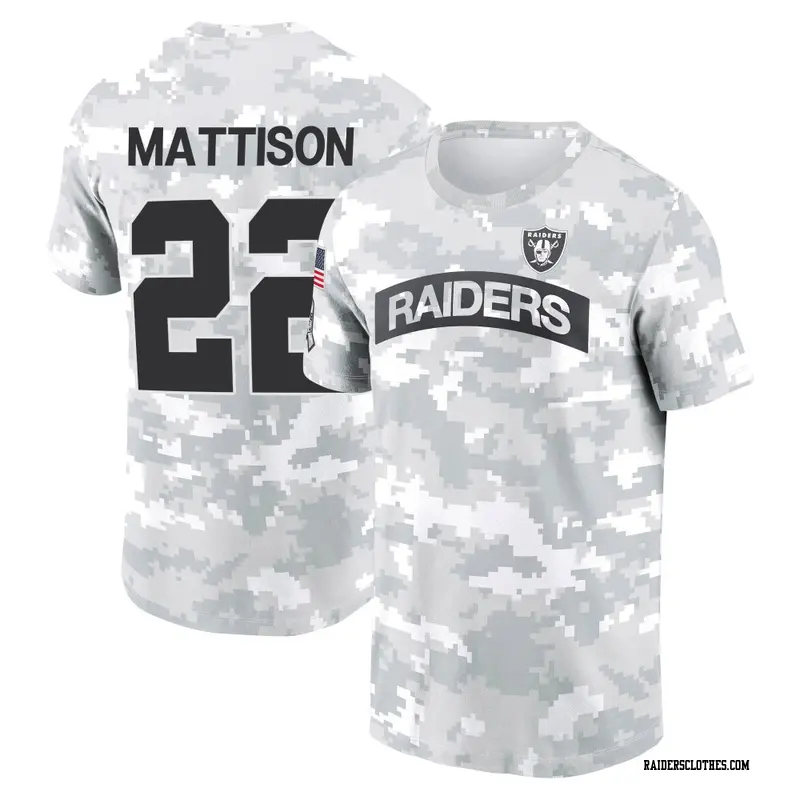 Men's Las Vegas Raiders ＃22 Alexander Mattison Camo Arctic 2024 Salute to Service Performance T-Shirt