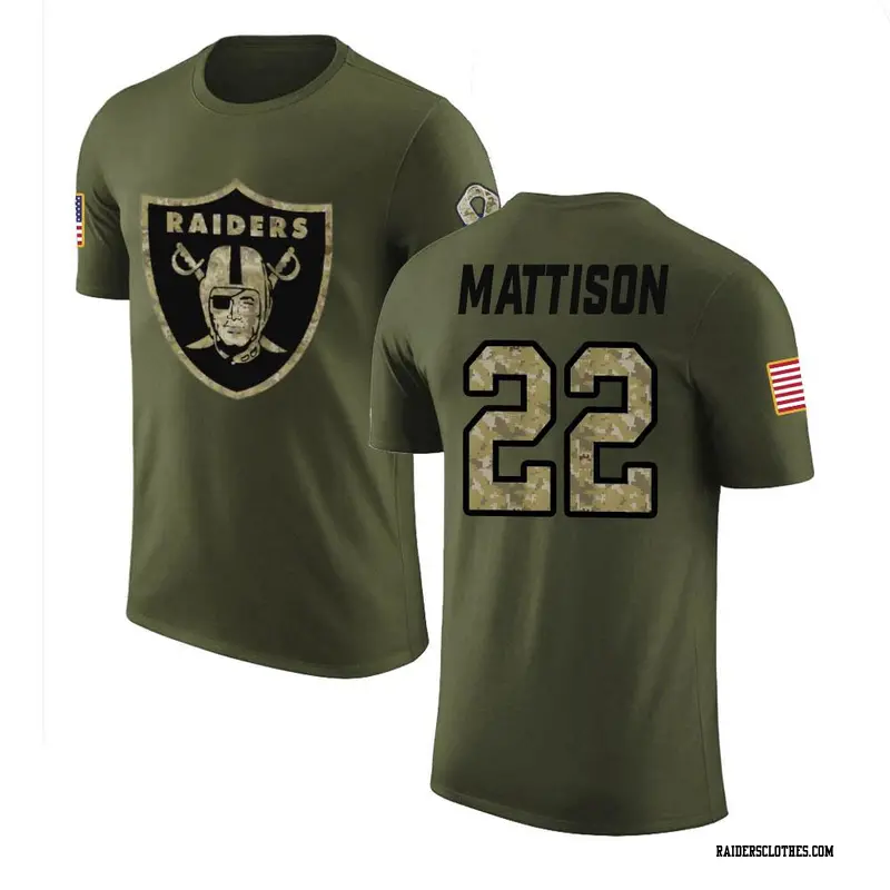 Men's Las Vegas Raiders ＃22 Alexander Mattison Olive Salute to Service T-Shirt