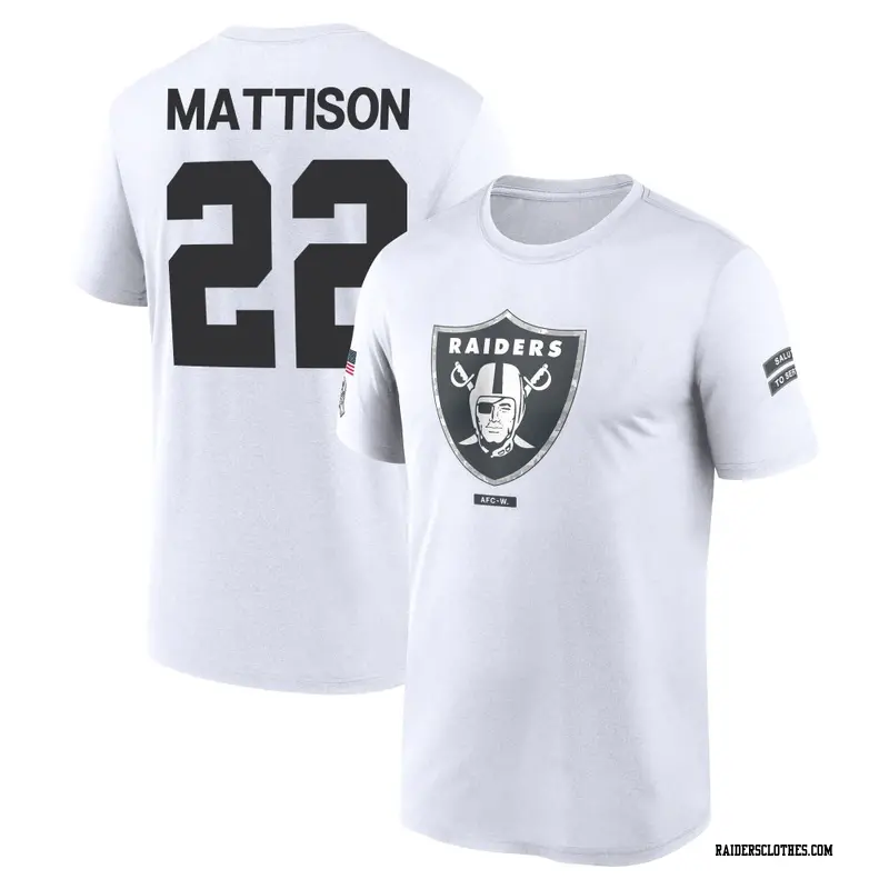 Men's Las Vegas Raiders ＃22 Alexander Mattison White 2024 Salute to Service Performance T-Shirt