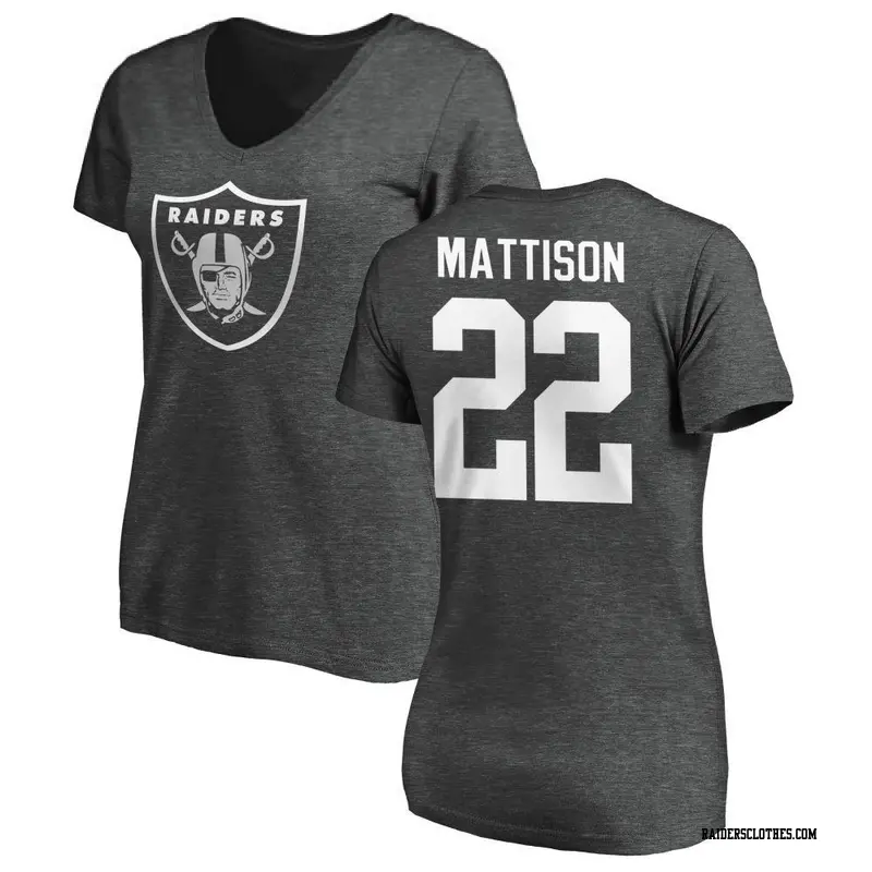 Women's Las Vegas Raiders ＃22 Alexander Mattison Ash One Color T-Shirt