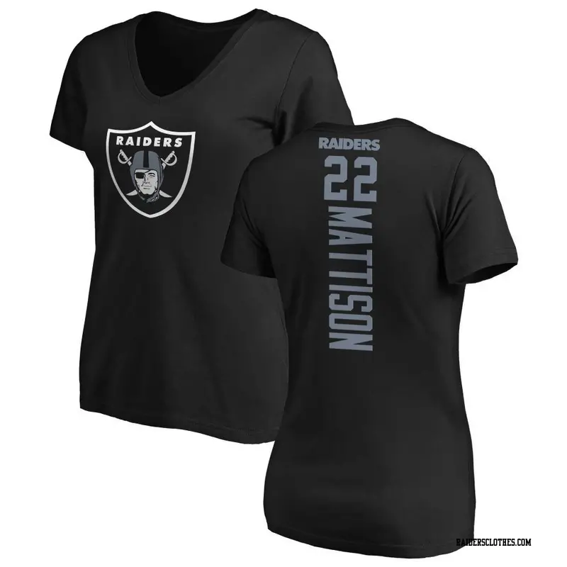 Women's Las Vegas Raiders ＃22 Alexander Mattison Black Backer Slim Fit T-Shirt