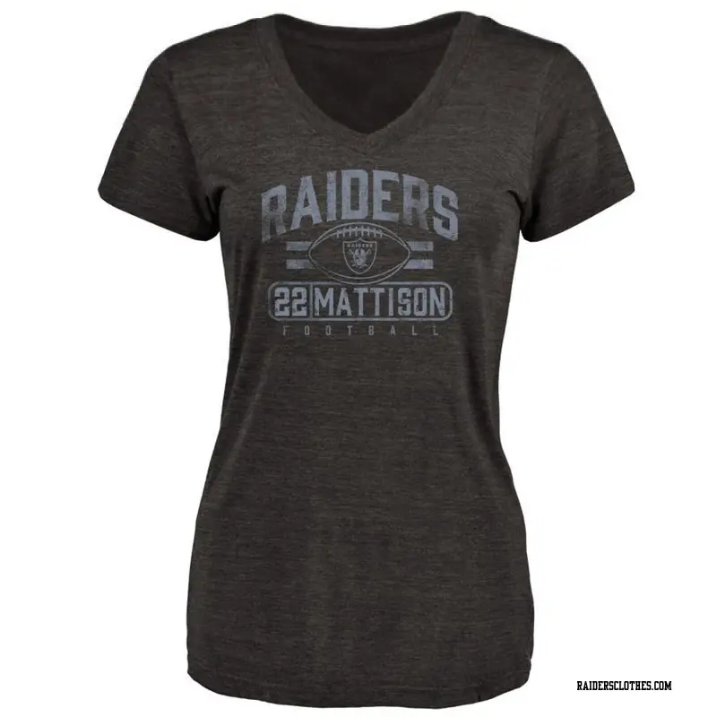 Women's Las Vegas Raiders ＃22 Alexander Mattison Black Flanker T-Shirt