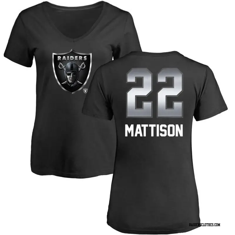 Women's Las Vegas Raiders ＃22 Alexander Mattison Black Midnight Mascot T-Shirt