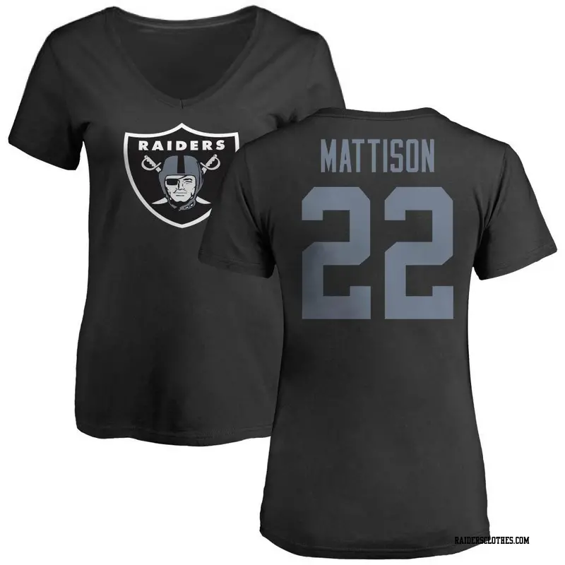 Women's Las Vegas Raiders ＃22 Alexander Mattison Black Name & Number Logo Slim Fit T-Shirt