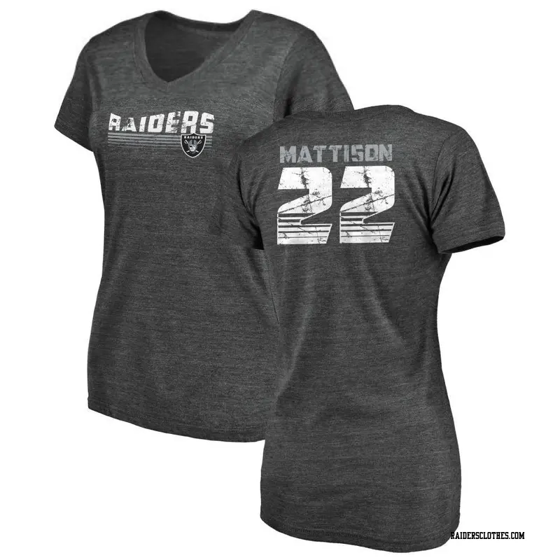 Women's Las Vegas Raiders ＃22 Alexander Mattison Black Retro V-Neck T-Shirt